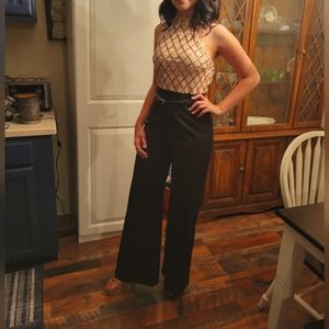 Rose gold sequined top jumpsuit